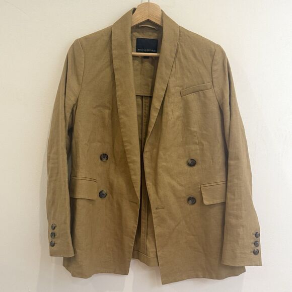 Banana Republic 100% Linen Blazer Iced Latte Size 2 - Picture 1 of 12